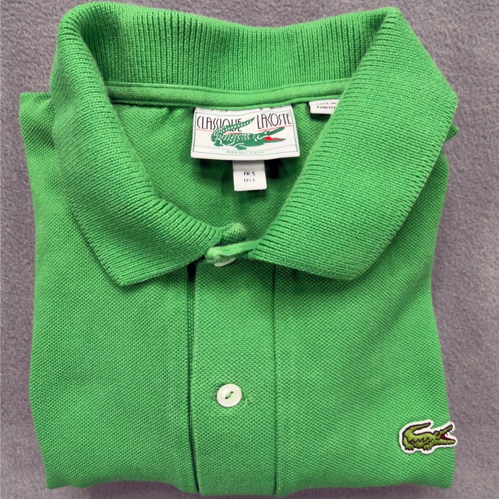 Lacoste Classique Pique Polo Shirt Size L Green Short Sleeve Mens